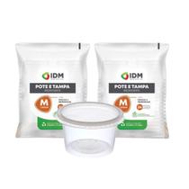 Potes 1500ml Descartáveis 48un Redondo Freezer Microondas Empilhavel BPA Free