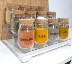 Potes 200ml para temperos 12 und e cartela de temperos