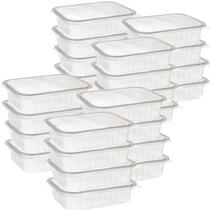 Potes 500un 500ml Descartável Marmita Comida Japonesa Microondas Freezer Fitness Retangular C/ Tampa BPA