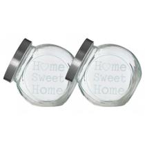 Potes Baleiros de Vidro com Tampa Home Sweet Home 700mL 2 peças - Casambiente