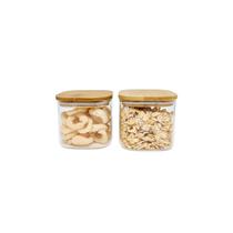 Potes de Mantimentos Quad 600ml C/ Tampa Bambu - 2 Pçs Oikos Potes de Mantimentos Quad 600ml C/ Tampa Bambu - 2 Pçs Oikos