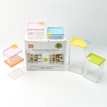 Potes De Plástico Mantimentos Transparente Com Tampa 6 Peças Potes De Plástico Mantimentos Transparente Com Tampa 6 Peças