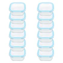 Potes de vidro 12 peças quadrado 320ml azul bela kasa Potes de vidro 12 peças quadrado 320ml azul bela kasa