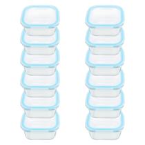 Potes de vidro 12 peças quadrado 800ml azul bela kasa