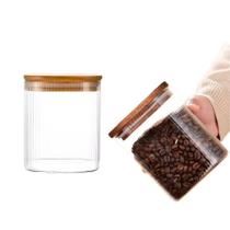 Potes De Vidro Hermético Mantimento Tampa de Bambu 700ml