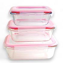 Potes de vidro Hermético Marmita kit com 3 Refratário 370/640/1050ml - Allmix Potes de vidro Hermético Marmita kit com 3 Refratário 370/640/1050ml - Allmix