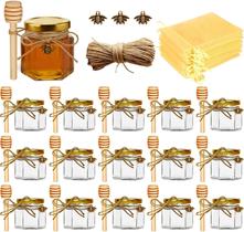 Potes de vidro hexagonais Adabocute 60 ml, kit com 15 unidades e pegador Potes de vidro hexagonais Adabocute 60 ml, kit com 15 unidades e pegador
