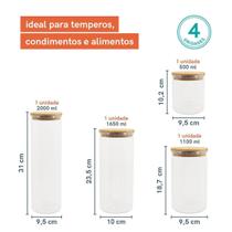 Potes De Vidro Mantimentos Com Tampa Bambu Oikos - 4 Pçs