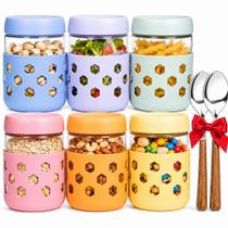 Potes de Vidro Mason Farielyn-X 16 oz, Kit com 6 Unidades, Tampas e Capas Potes de Vidro Mason Farielyn-X 16 oz, Kit com 6 Unidades, Tampas e Capas