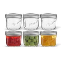 Potes de Vidro Mason JoyJolt 240 ml Boca Larga com 6 Unidades e Tampas Potes de Vidro Mason JoyJolt 240 ml Boca Larga com 6 Unidades e Tampas