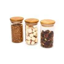 Potes de Vidro P/ Mantimentos 300ml C/ Tampa Bambu - 3 Pçs Oikos Potes de Vidro P/ Mantimentos 300ml C/ Tampa Bambu - 3 Pçs Oikos
