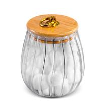 Potes De Vidro P/mantimentos C/tampa Bambu 600ml Redondo