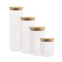 Potes de Vidro P/ Mantimentos C/ Tampa Bambu Oikos - 4 Pçs Potes de Vidro P/ Mantimentos C/ Tampa Bambu Oikos - 4 Pçs