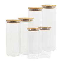 Potes de Vidro P/ Mantimentos C/ Tampa Bambu Oikos - 6 Pçs Potes de Vidro P/ Mantimentos C/ Tampa Bambu Oikos - 6 Pçs