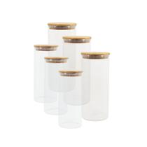Potes de Vidro P/ Mantimentos C/ Tampa Bambu Oikos - 6 Pçs Potes de Vidro P/ Mantimentos C/ Tampa Bambu Oikos - 6 Pçs