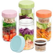 Potes de vidro para salada SOLIGT 32 oz, conjunto hermético para preparo de refeições