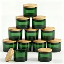 Potes de Vidro para Velas GLATABAM 4 oz Verde com Tampas de Bambu