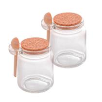 Potes de Vidro Porta Tempero com Tampa Bambu e Colher 2 peças - Lyor 1902/2