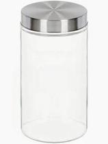 Potes de vidro redondo liso com tampa inox Potes de vidro redondo liso com tampa inox