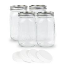 Potes de vidro Yodecy 32 oz com boca larga e tampas herméticas, 4 unidades