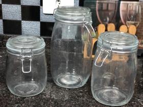 potes de vidros com tampa hermética 3 unidades