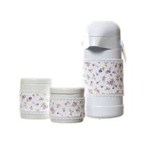 Potes E Garrafa Com Capa Lilás Quarto Bebê (Kit 3 Peças)
