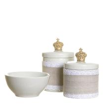 Potes E Molhadeira Com Capa E Corôa Dourada Quarto Bebê Menina Menino Potes E Molhadeira Com Capa E Corôa Dourada Quarto Bebê Menina Menino