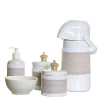 Potes, Garrafa, Molhadeira E Porta Álcool-Gel Com Capa E Corôa Quarto Bebê Menina Menino Potes, Garrafa, Molhadeira E Porta Álcool-Gel Com Capa E Corôa Quarto Bebê Menina Menino