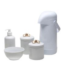 Potes Garrafa Molhadeira e Porta Álcool Gel Lacinho Dourado