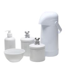 Potes, Garrafa, Molhadeira e Porta Álcool-Gel Ursinho Prata Quarto Bebê Infantil Menina Menino Potes, Garrafa, Molhadeira e Porta Álcool-Gel Ursinho Prata Quarto Bebê Infantil Menina Menino