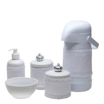 Potes Garrafa Molhadeira Porta ÁlcoolGel E Capa Coroa Prata