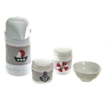 Potes, Garrafa Térmica E Molhadeira Náutico Quarto Bebê Menino Potes, Garrafa Térmica E Molhadeira Náutico Quarto Bebê Menino