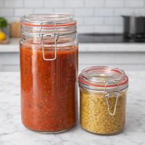 Potes Hermético Mantimentos Cozinha Vidro 300ml 1L Kit 4pçs