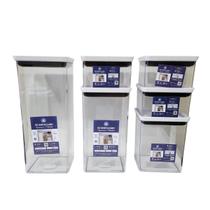 Potes Herméticos de Acrílico Branco/ Cristal 06 Unidades - Micromax