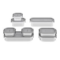 Potes Herméticos de Plástico Electrolux Cinza 8 Unidades Empilháveis Modulares