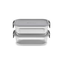 Potes Herméticos de Vidro Electrolux Cinza Retangulares 2 Unidades Empilháveis Modulares Potes Herméticos de Vidro Electrolux Cinza Retangulares 2 Unidades Empilháveis Modulares