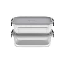 Potes Herméticos de Vidro Electrolux Cinza Retangulares 2 Unidades Empilháveis Modulares Potes Herméticos de Vidro Electrolux Cinza Retangulares 2 Unidades Empilháveis Modulares
