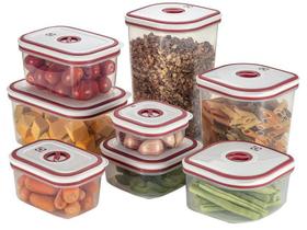 Potes Herméticos Electrolux de Plástico Vermelho/ Branco Retangular com 8 Unidades