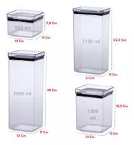 Potes hermetícos elegance 6 peças com tampa cristal Potes hermetícos elegance 6 peças com tampa cristal