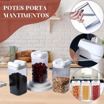 Potes Herméticos Mantimentos Kit com 3 Multiuso 1200ML Potes Herméticos Mantimentos Kit com 3 Multiuso 1200ML