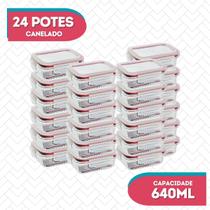 Potes Hermeticos Organizador Marmita 640ml Vidro Forte - 24UN Potes Hermeticos Organizador Marmita 640ml Vidro Forte - 24UN