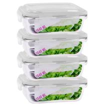 Potes Herméticos Retangulares 1040ml Super Vedação 4 Unidades Potes Herméticos Retangulares 1040ml Super Vedação 4 Unidades