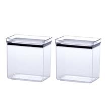 Potes KIt com 2 Recipientes Hermético Mantimentos Acrílico Transparente 1.300 ML Alimentos Empilhável Arroz Feijão