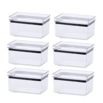 Potes KIt com 6 Recipientes Hermético Mantimentos 580ML Acrílico Transparente Alimentos Empilhável Arroz Feijão