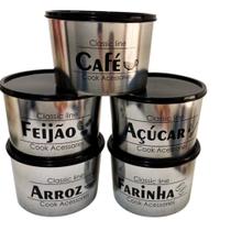 Potes Kit Porta Mantimentos 5 Peças De Plástico Metalizado