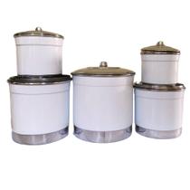 Potes Kit Porta Mantimentos em Alumínio Resistente 5 Peças Cores Vibrantes Potes Kit Porta Mantimentos em Alumínio Resistente 5 Peças Cores Vibrantes