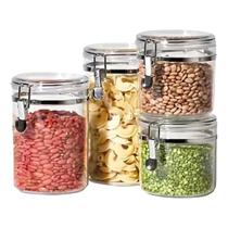Potes Mantimentos Acrílico Fechamento Hermético 4 Peças