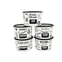 Potes Mantimentos Plástico Decoração Kit 5 Potes Premium Potes Mantimentos Plástico Decoração Kit 5 Potes Premium