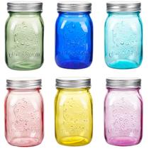 Potes Mason Amzcku de Vidro Colorido 473 ml, Kit com 6 Potes Mason Amzcku de Vidro Colorido 473 ml, Kit com 6