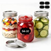Potes Mason ComSaf 473 ml Kit com 3 unidades, tampas e etiquetas Potes Mason ComSaf 473 ml Kit com 3 unidades, tampas e etiquetas